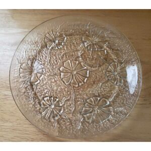 Anchor Hocking Rainflower Clear Glass Snack Tray Plate 10"‎